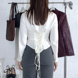 SCG MADE | Noir Lace-Back Ruched Blouse