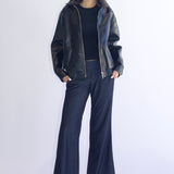 Vintage-inspired brown faux leather bomber jacket oversized and comfortable fit handmade by SCG MADE