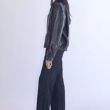 SCG MADE | Basic 90s Style Faux Leather Bomber Jacket in Brown