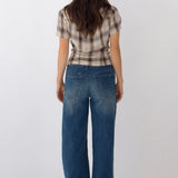 SCG MADE | Vivien Button Front Short-sleeves Plaid Blouse