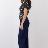 SCG MADE | Vivien Button Front Short-sleeves Polka-dot Blouse