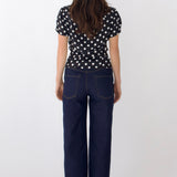 SCG MADE | Vivien Button Front Short-sleeves Polka-dot Blouse