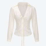 SCG MADE | Noir Lace-Back Ruched Blouse