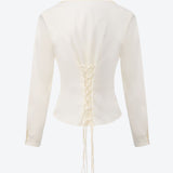 SCG MADE | Noir Lace-Back Ruched Blouse