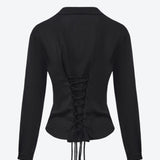 SCG MADE | Noir Lace-Back Ruched Blouse