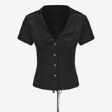 SCG MADE |Serene Lace-Back Ruched Blouse