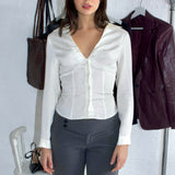 SCG MADE | Noir Lace-Back Ruched Blouse