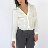SCG MADE | Noir Lace-Back Ruched Blouse
