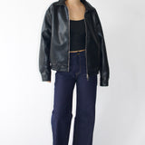 SCG MADE | Basic Faux Leather Bomber Jacket