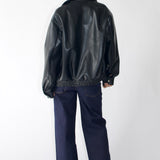 SCG MADE | Basic Faux Leather Bomber Jacket