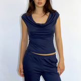 SCG MADE | Shelly Cowl Neck Cap-sleeves Cupro Top