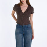 SCG MADE | Vivien Button Front Short-sleeves Blouse