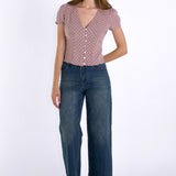 SCG MADE | Vivien Button Front Short-sleeves Palka-dot Blouse