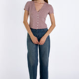 SCG MADE | Vivien Button Front Short-sleeves Palka-dot Blouse