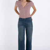 SCG MADE | Vivien Button Front Short-sleeves Palka-dot Blouse