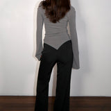 Anna asymmetrical off shoulder long sleeve top