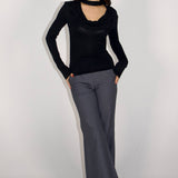 Sadie Cowl-neck Scarf Long Sleeve Top