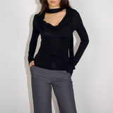 Sadie Cowl-neck Scarf Long Sleeve Top