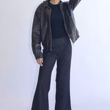 SCG MADE | Basic 90s Style Faux Leather Bomber Jacket in Brown