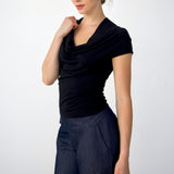 SCG MADE | Shelly Cowl Neck Cap-sleeves Cupro Top
