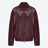 SCG MADE | Basic 90s Style Faux Leather Bomber Jacket in Wine