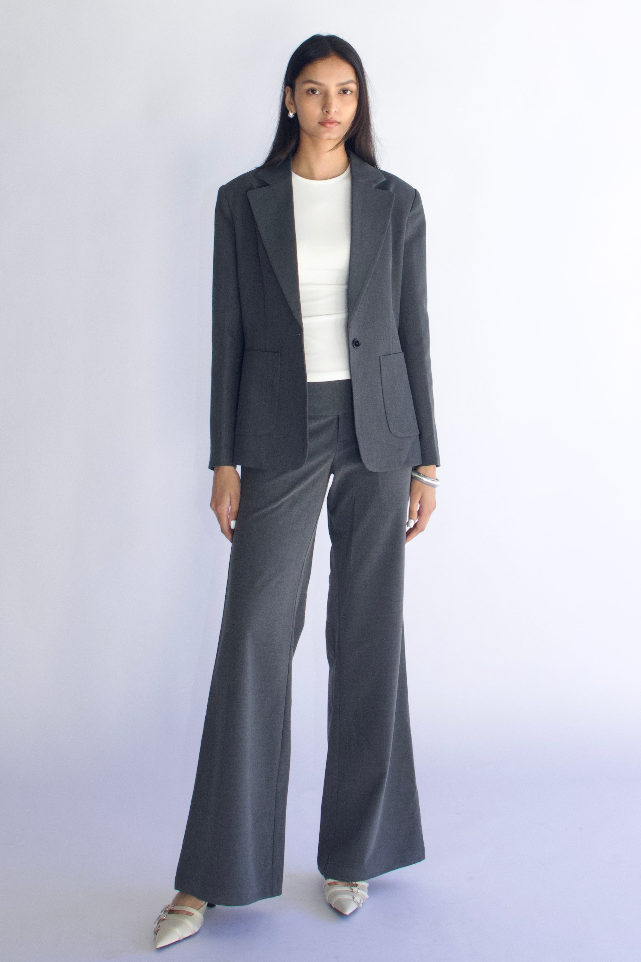Tailored vintage fit wool blend blazer with lapel collar and soft lining by SCG MADE