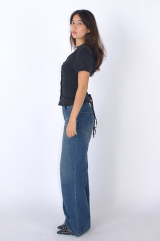 Serene Lace-Back Ruched Blouse