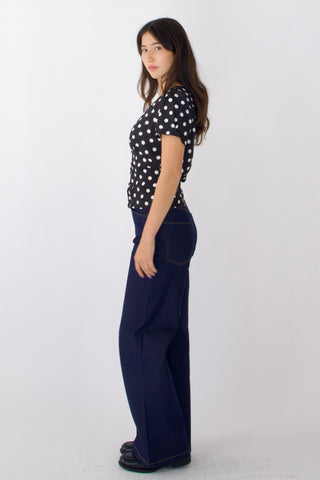 Vivien Button Front Short-sleeves Polka-dot Blouse