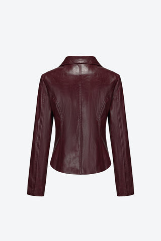 Dylan Faux Leather Jacket in Wine