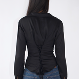SCG MADE | Noir Lace-Back Ruched Blouse
