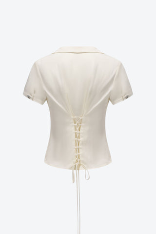 Serene Lace-Back Ruched Blouse