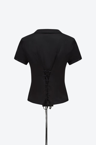 Serene Lace-Back Ruched Blouse