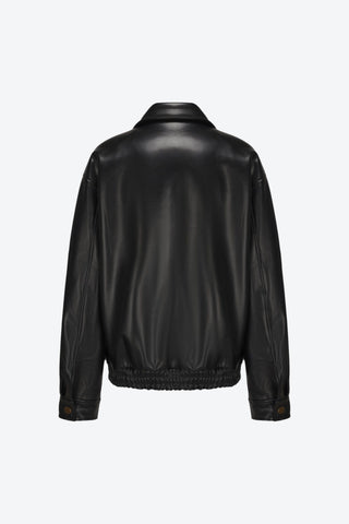 Basic Faux Leather Bomber Jacket