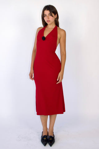 Aster halter neck midi dress