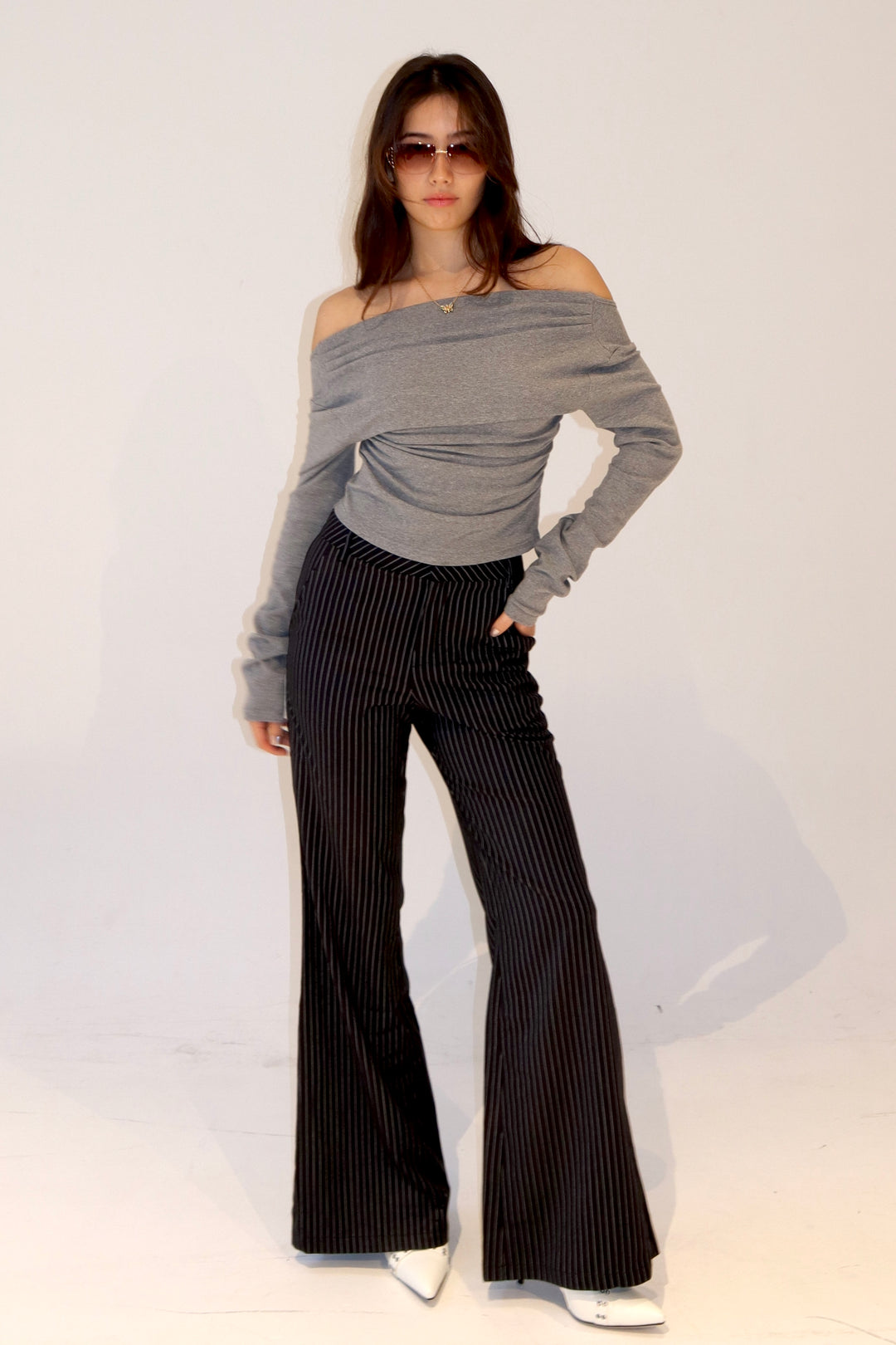 Nia Ls Off Shoulder Knit Rose Violet