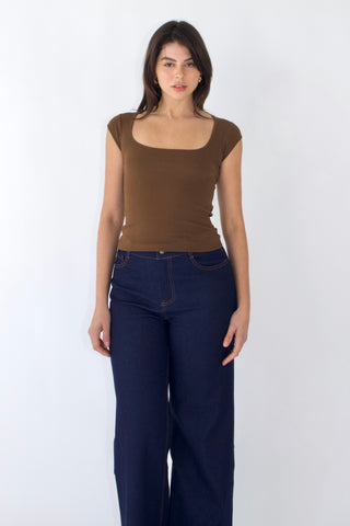 Basic Cap Sleeve Square Neck Cotton Baby Tee