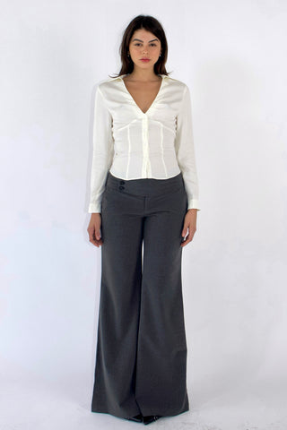 Noir Lace-Back Ruched Blouse