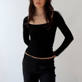 Silia square neck long sleeve top