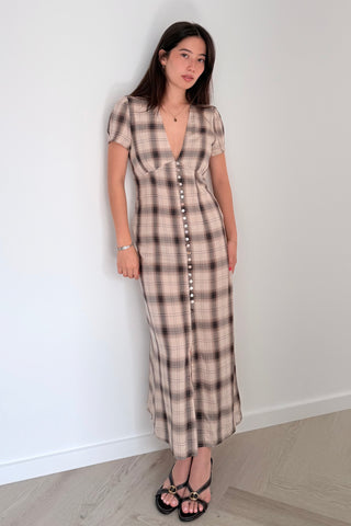 Sera Button-Front Plaid Midi Dress