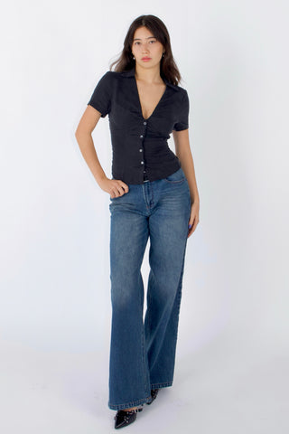 Serene Lace-Back Ruched Blouse