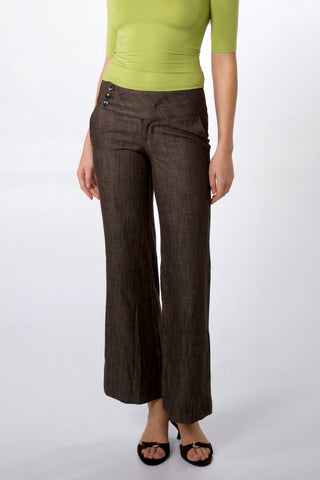 Evelyn Low-rise Structured Cotton-Linen Pants