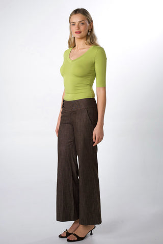 Evelyn Low-rise Structured Cotton-Linen Pants