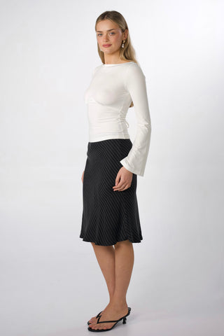 Celine Bamboo Bell Sleeve Boatneck Tie-Back Top