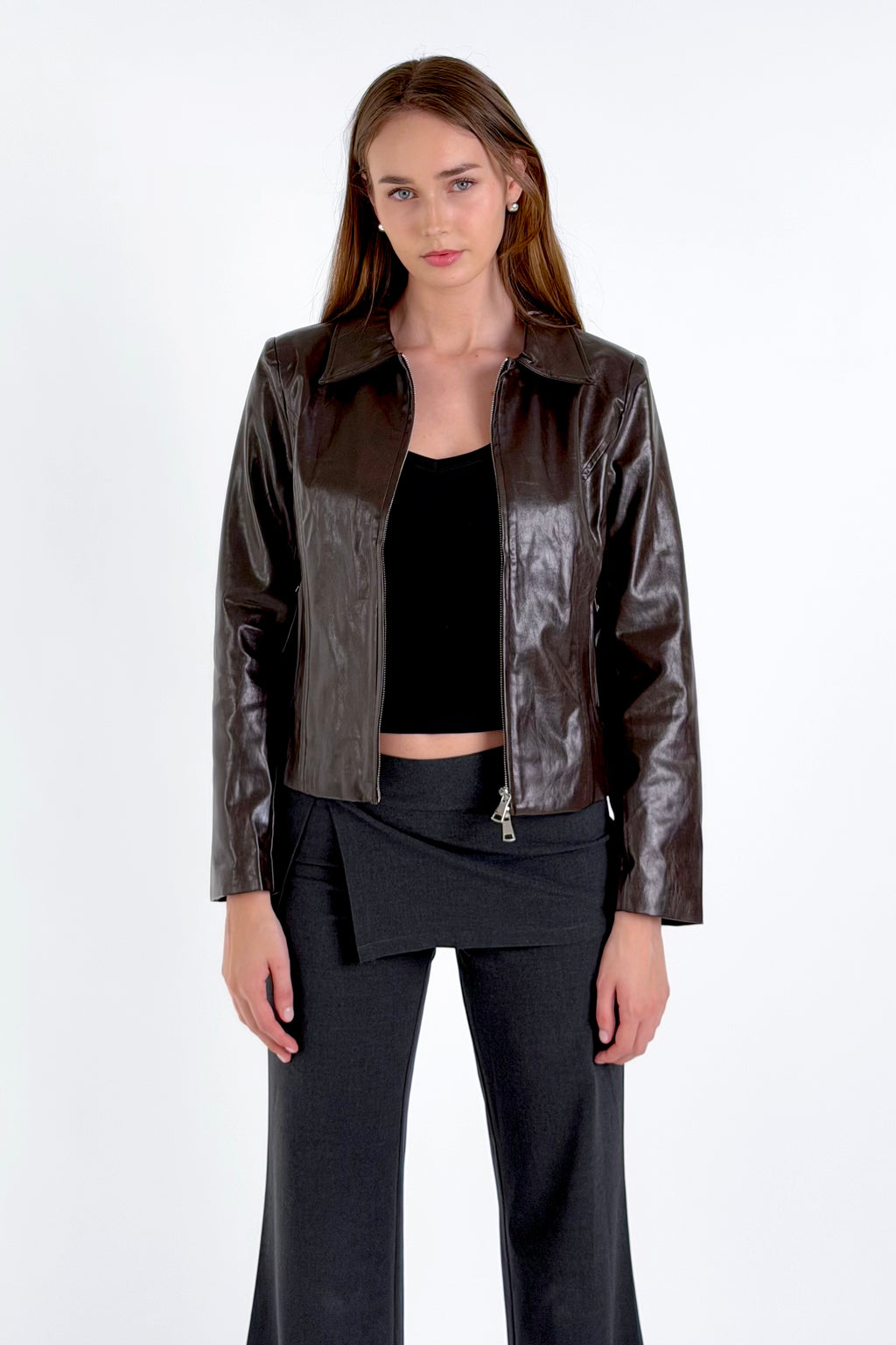 Dylan Faux Leather Moto Jacket Vintage Brown – 90s Edge | SCG MADE ...