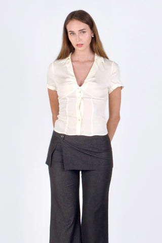 Serene Lace-Back Ruched Blouse