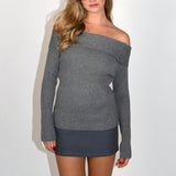 Charlotte off shoulder knitted long sleeve top