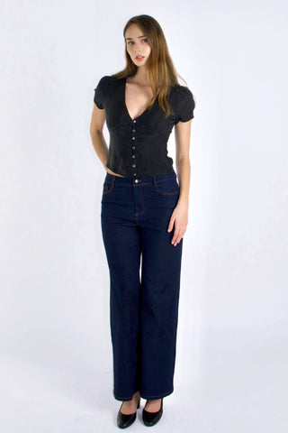 Vivien Button Front Short-sleeves Blouse