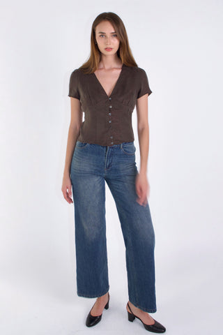 Vivien Button Front Short-sleeves Blouse