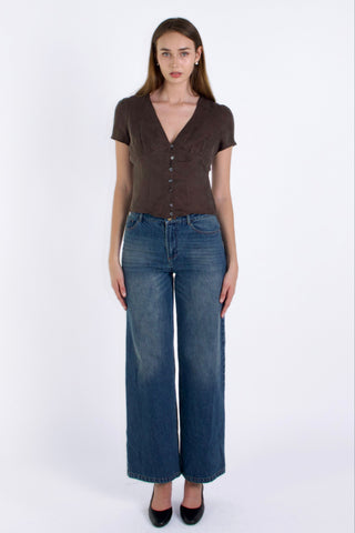 Vivien Button Front Short-sleeves Blouse