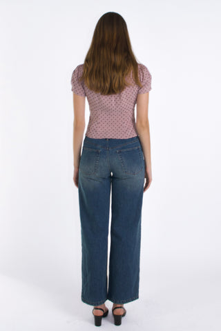 Vivien Button Front Short-sleeves Palka-dot Blouse